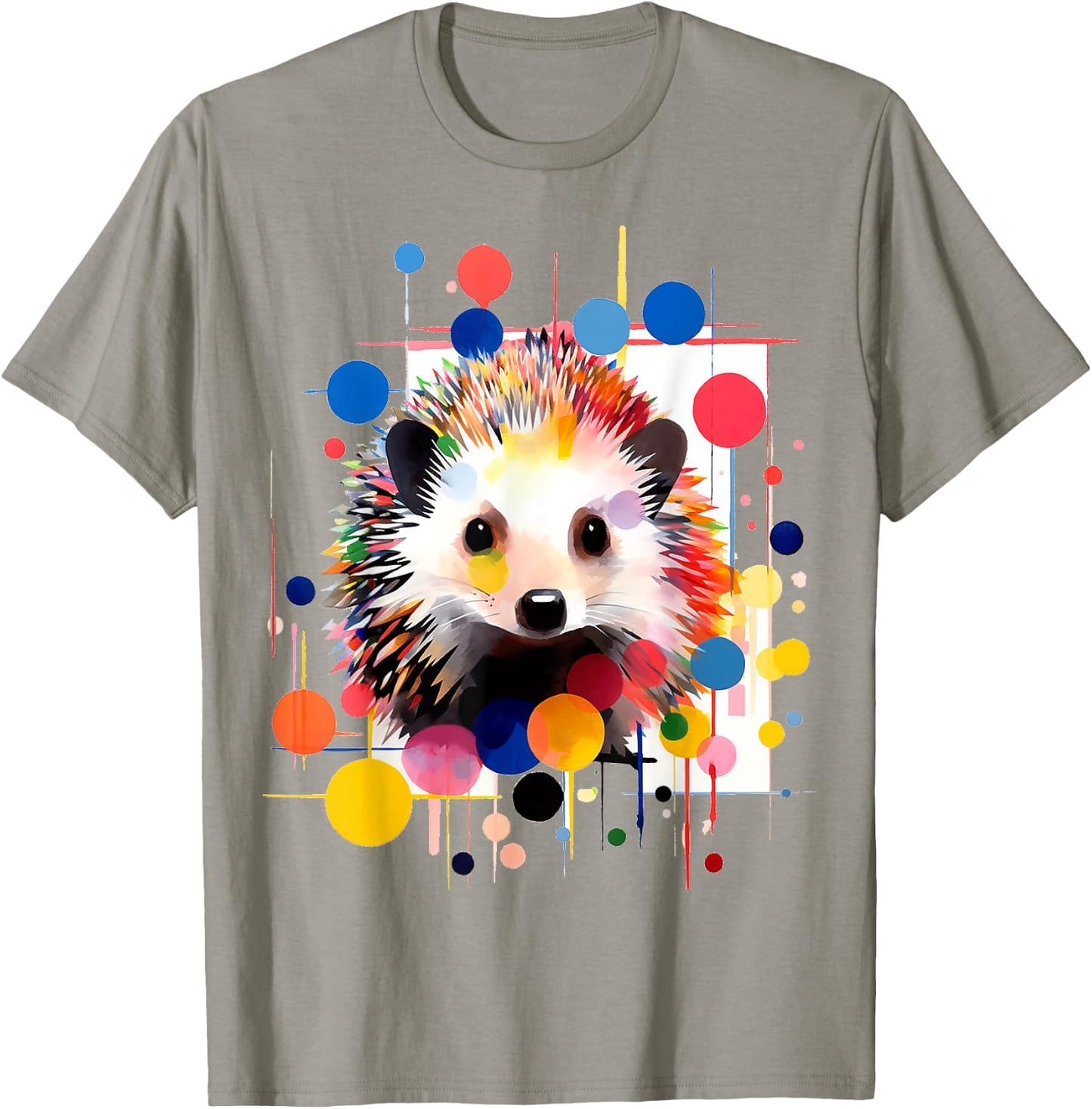 Hedgehog Colorful Art Abstract Animal Graphic Hedgehog T-Shirt - T-Shirt | Sand