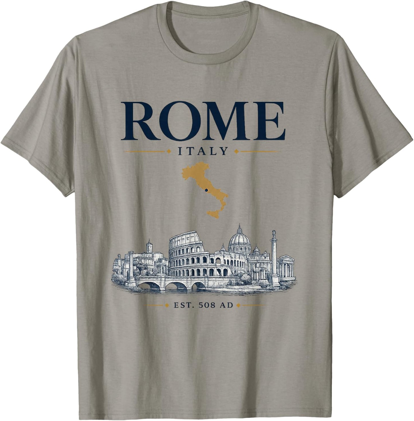 Rome Italy Vintage Skyline Retro Graphic T-Shirt - T-Shirt | Sand