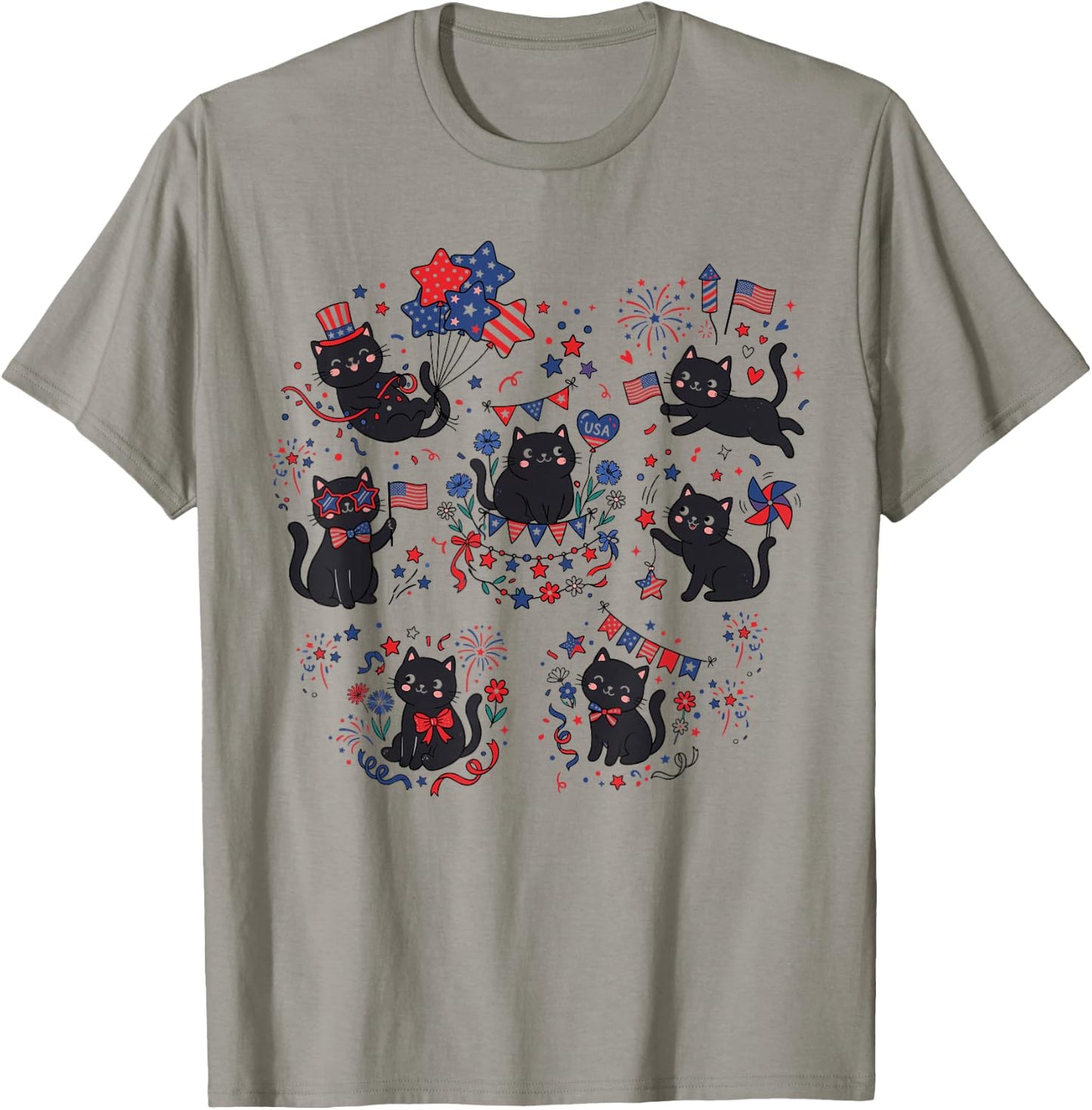 Cute July 4th Shirts , Funny Cat American Flag T-Shirt - T-Shirt | Sand