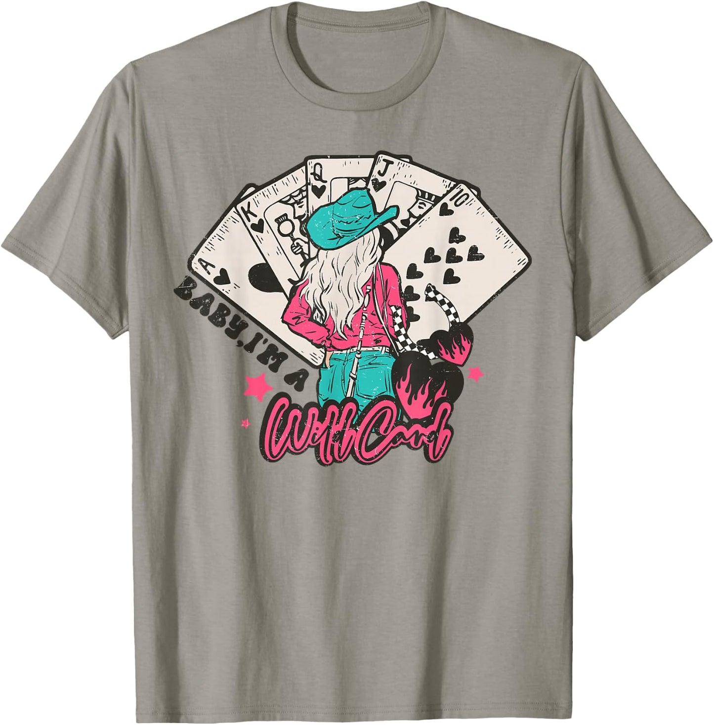 Baby I'm a WildCard Western Cowgirl Vintage Country T-Shirt - T-Shirt | Sand