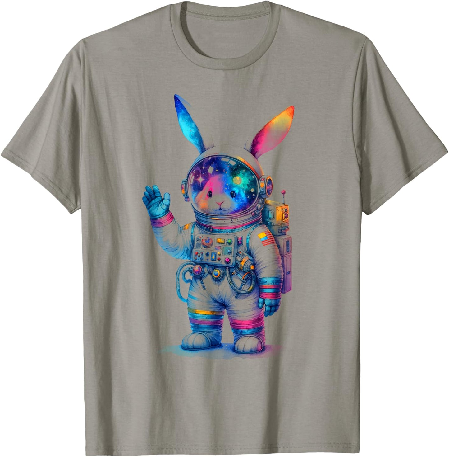 Astronaut Bunny Easter Day Rabbit USA Funny Outer Space T-Shirt - T-Shirt | Sand