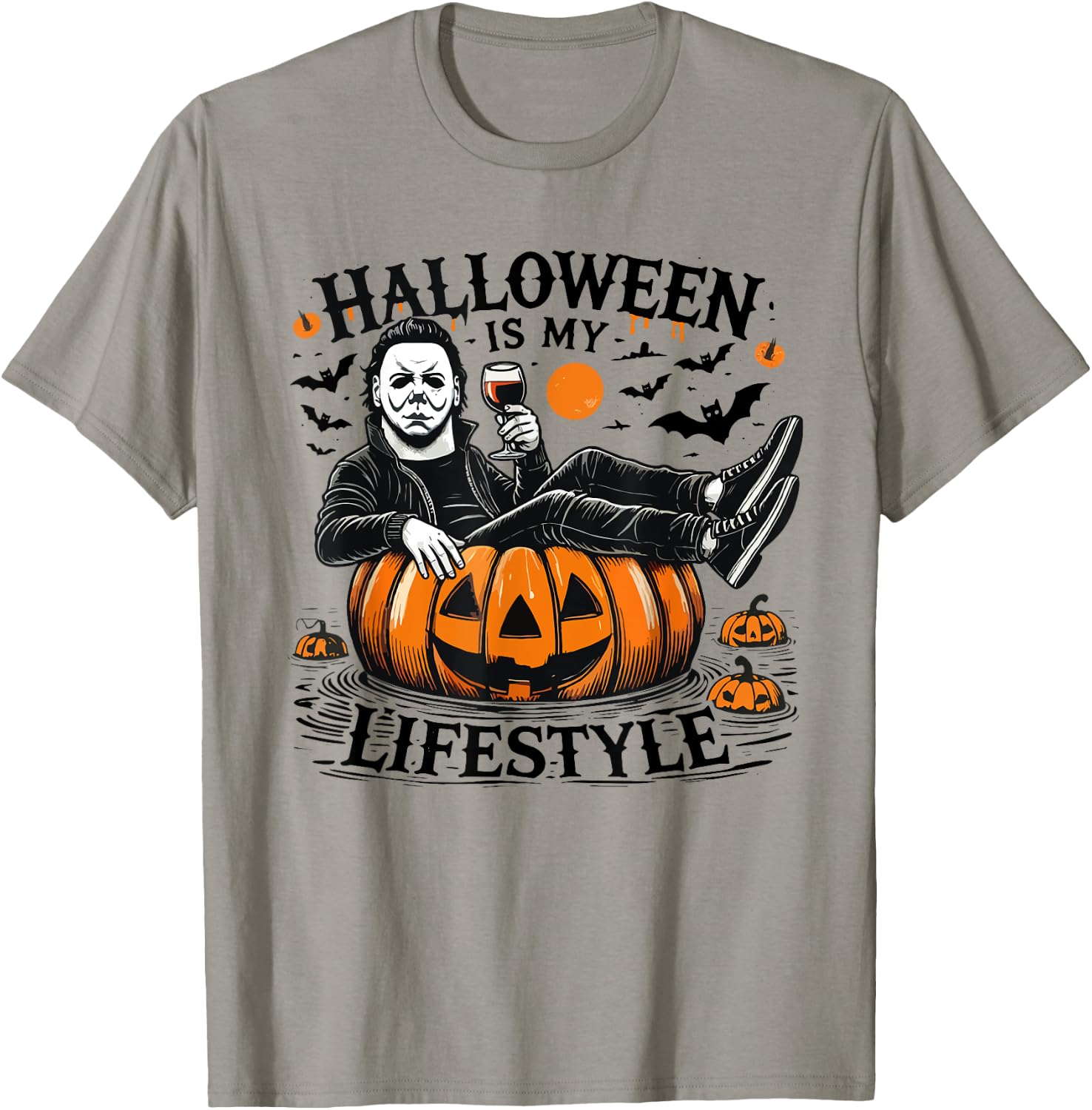Halloween Is My Lifestyle Halloween Spooky Pumpkin Skeleton T-Shirt - T-Shirt | Sand