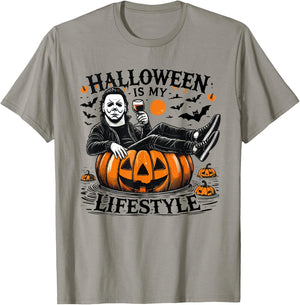 Halloween Is My Lifestyle Halloween Spooky Pumpkin Skeleton T-Shirt - T-Shirt | Sand