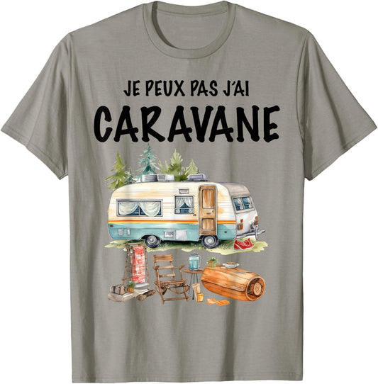 Homme Camping Caravane Rando Beau Dessin Papa Papy Tonton T-Shirt - T-Shirt | Sand