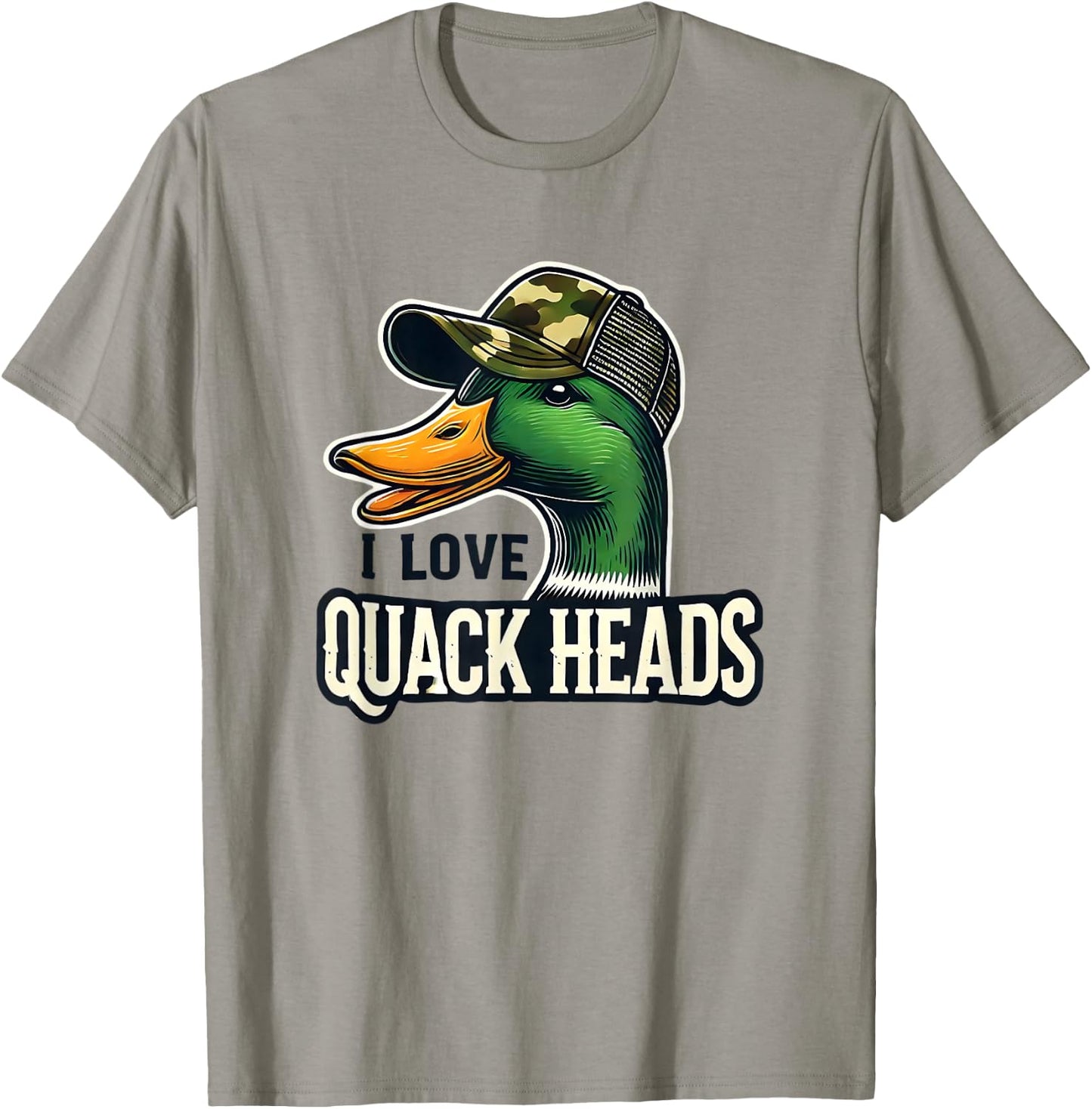 I Love Quack Heads Funny Duck Hunting Nature Design T-Shirt - T-Shirt | Sand