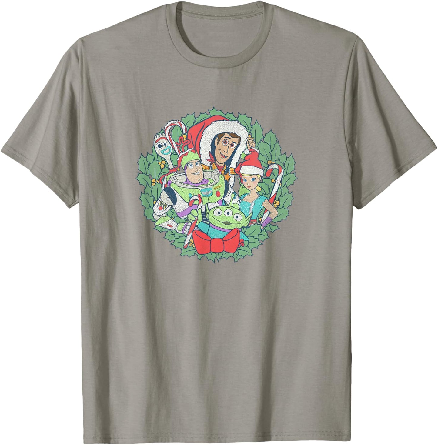 Disney Pixar Christmas Toy Story Group Shot Wreath T-Shirt - T-Shirt | Sand