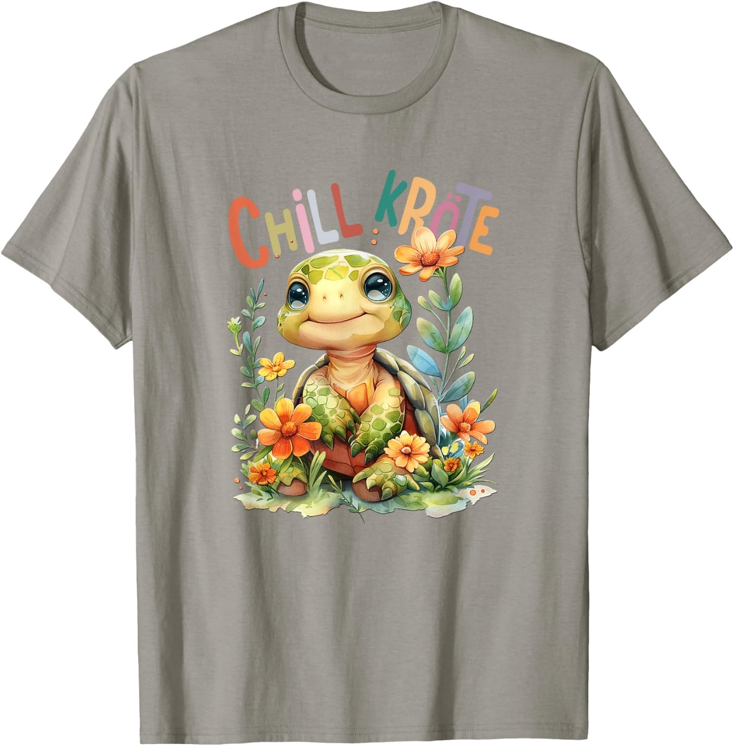 Baby Turtle with Flowers Cute Toad Girl Chill Toad , White T-Shirt - T-Shirt | Sand