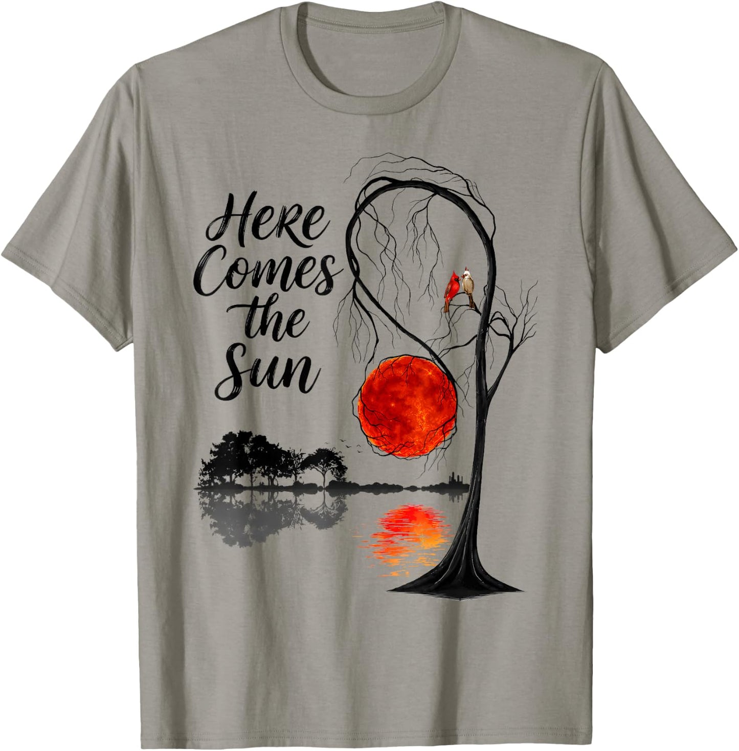 Vintage Guitar Lake Here Comes The Sun Summer Beach Gifts T-Shirt - T-Shirt | Sand