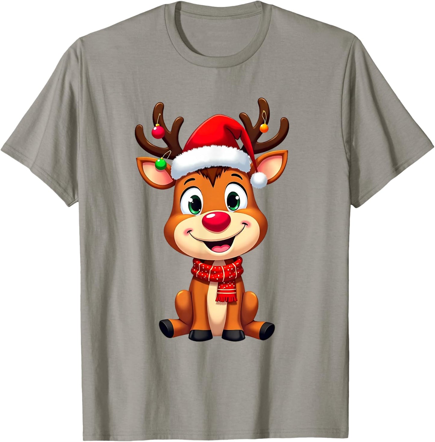 Merry Reindeer Santa Hat and Christmas Lights Boys Clothes , Red, S T-Shirt - T-Shirt | Sand