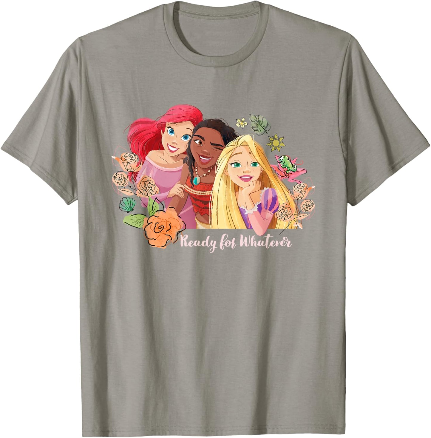 Disney Princess Ariel, Vaiana, Rapunzel Ready For Whatever , gray T-Shirt - T-Shirt | Sand