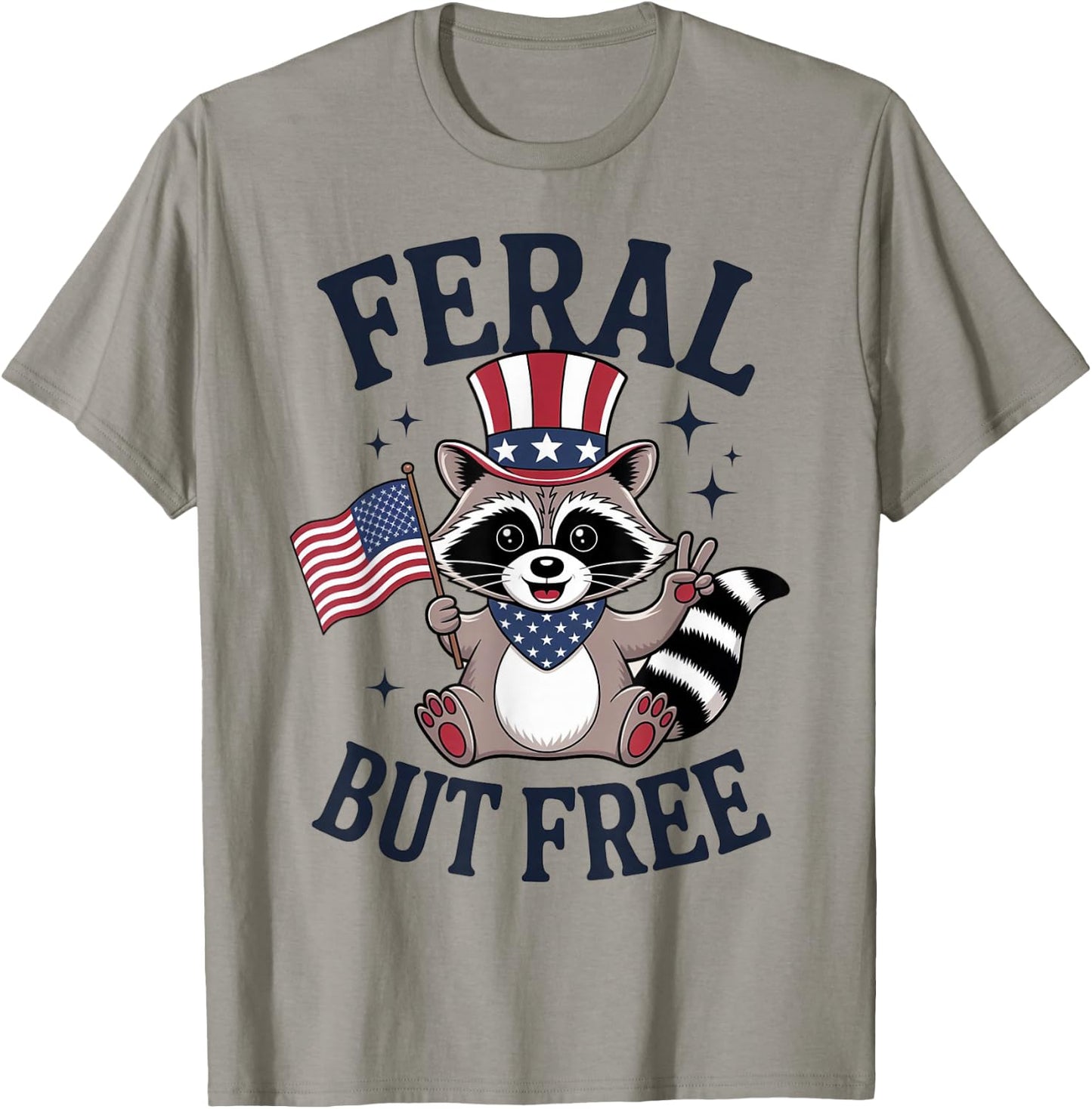 Feral But Free US 4th of July Boys Funny Raccoon Toddler T-Shirt - T-Shirt | Sand