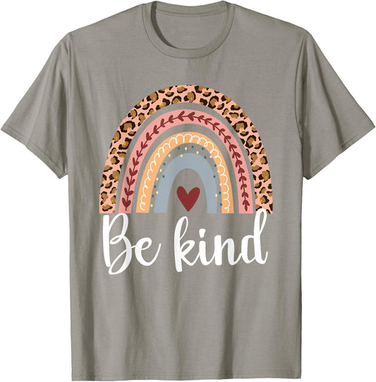 Be kind with leopard rainbow for anti bullying unity day T-Shirt - T-Shirt | Sand