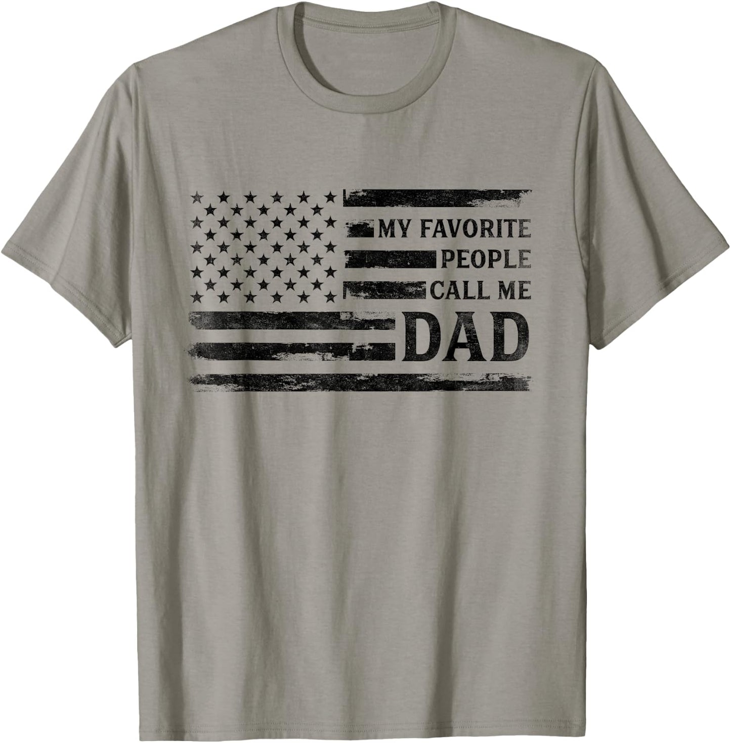 My Favorite People Call Me Dad Father's Day Black USA Flag T-Shirt - T-Shirt | Sand