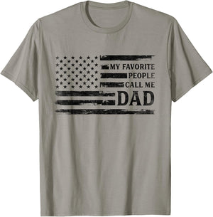 My Favorite People Call Me Dad Father's Day Black USA Flag T-Shirt - T-Shirt | Sand