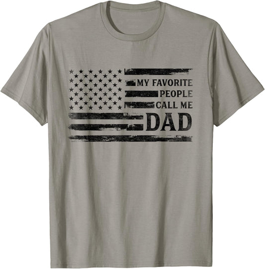 My Favorite People Call Me Dad Father's Day Black USA Flag T-Shirt - T-Shirt | Sand