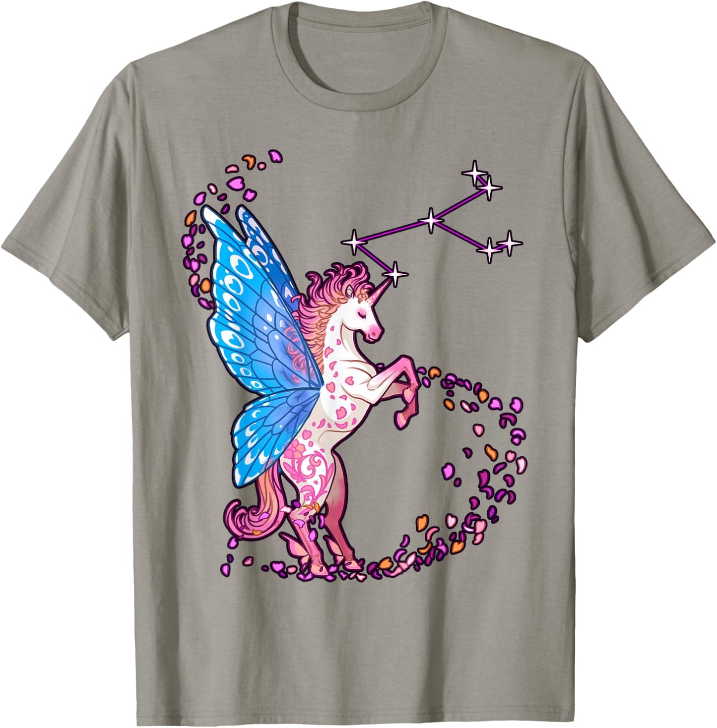 Fairy winged unicorn constellation Fantasy Anime style T-Shirt - T-Shirt | Sand