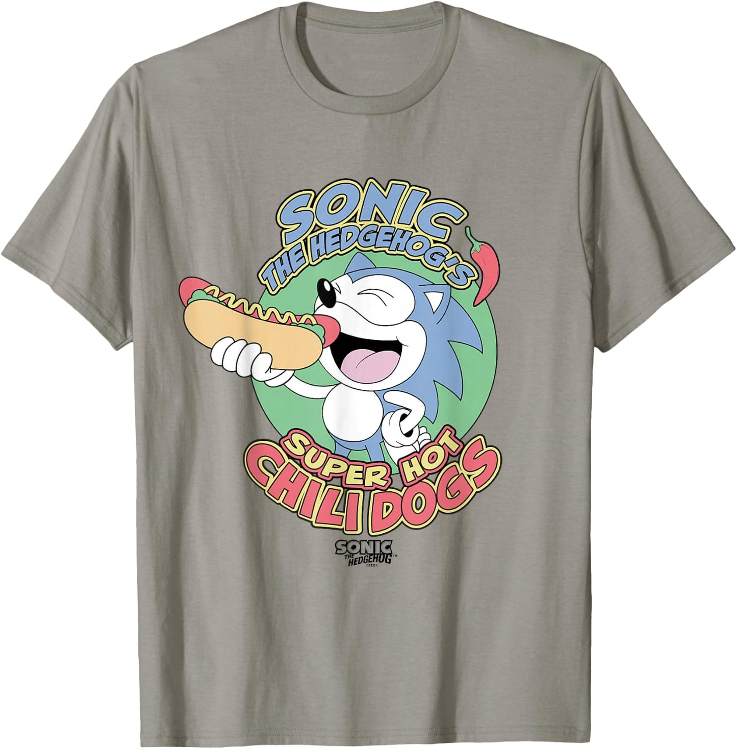 Sonic The Hedgehog Super Hot Chili Dogs Retro Ad T-Shirt - T-Shirt | Sand