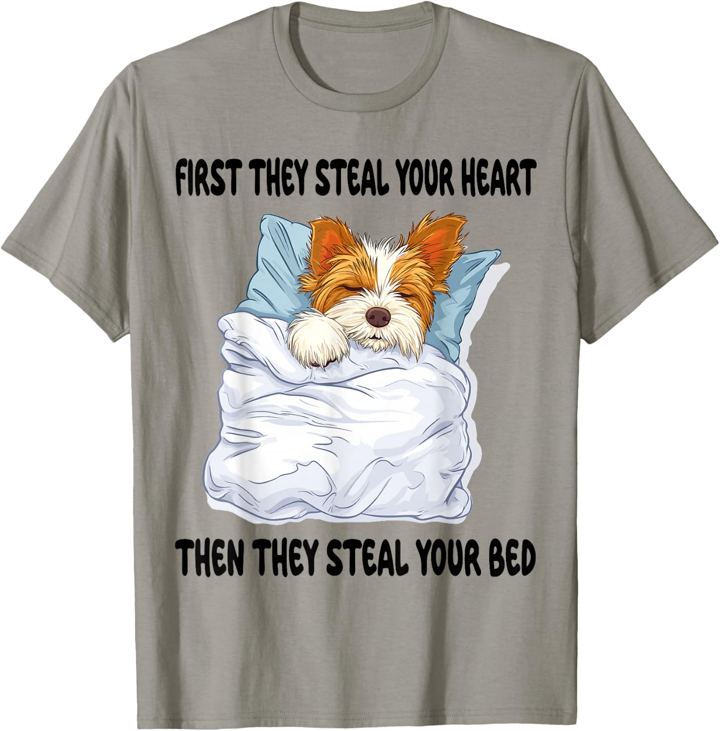 Biewer Terrier Sleeping Pajamas Nightgown T-Shirt - T-Shirt | Sand
