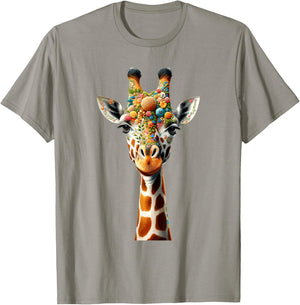 Floral Aesthetic Giraffe Lover Shirt Giraffe T-Shirt - T-Shirt | Sand