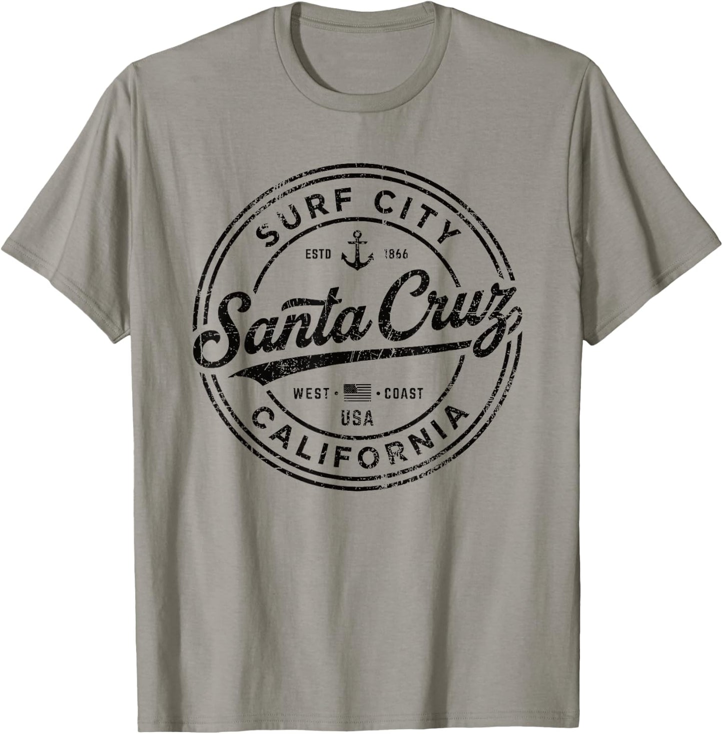 Vintage Santa Cruz Surf City California West Coast. Retro T-Shirt - T-Shirt | Sand
