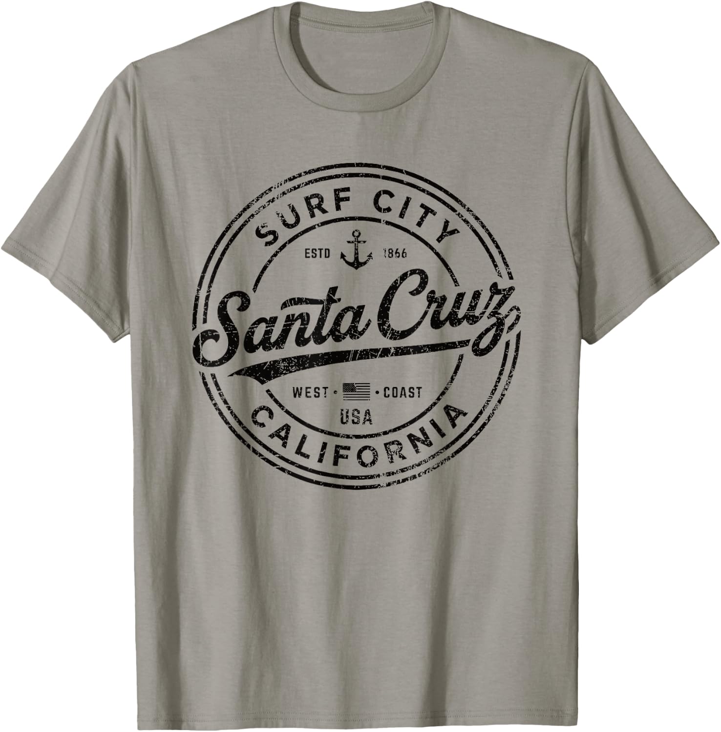 Vintage Santa Cruz Surf City California West Coast. Retro T-Shirt - T-Shirt | Sand
