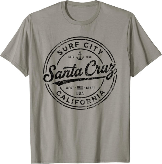 Vintage Santa Cruz Surf City California West Coast. Retro T-Shirt - T-Shirt | Sand