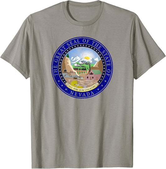 Nevada State Seal Flag Symbol T-Shirt - T-Shirt | Sand