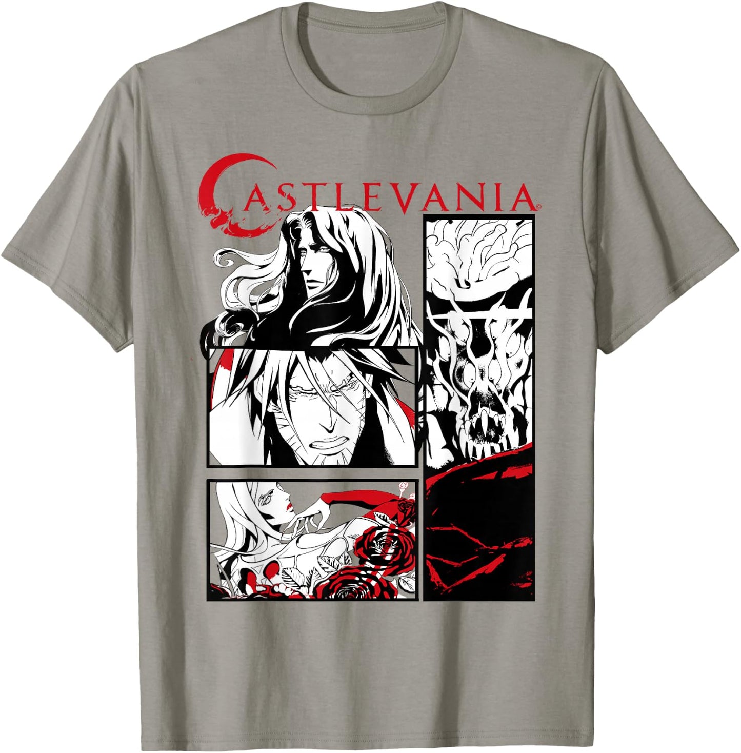 Castlevania Black & White Comic Panels T-Shirt - T-Shirt | Sand