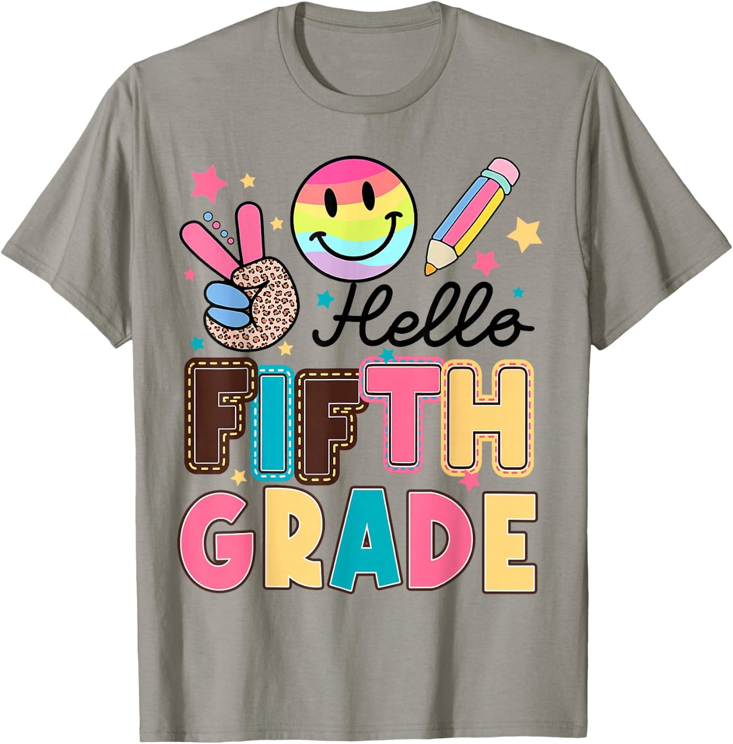 Hello Fifth Grade 5th Day Back of School Teachers Girl T-Shirt - T-Shirt | Sand