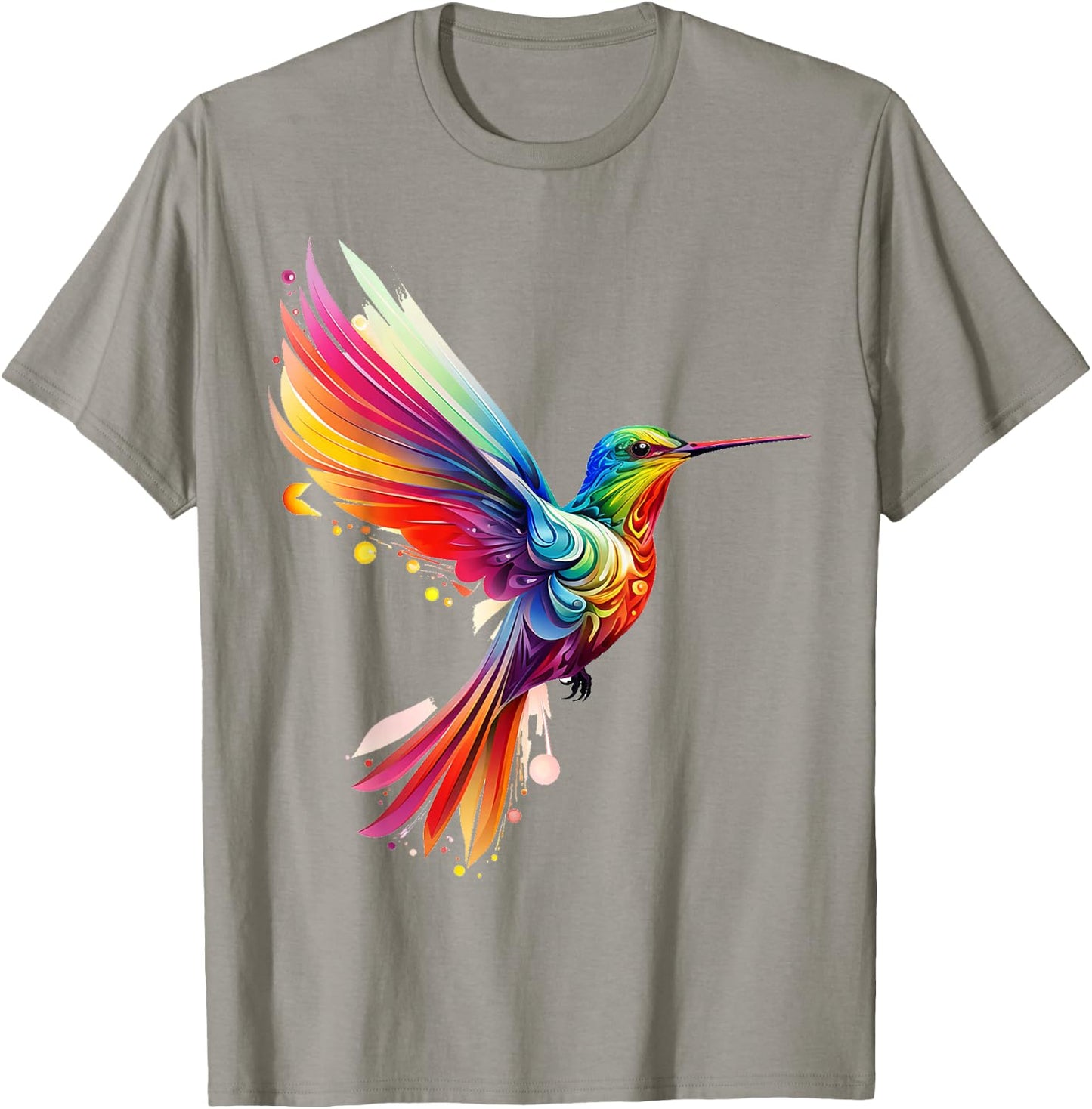 Hummingbird Animal Fantasy Zoo Colorful Abstract Hummingbird T-Shirt - T-Shirt | Sand