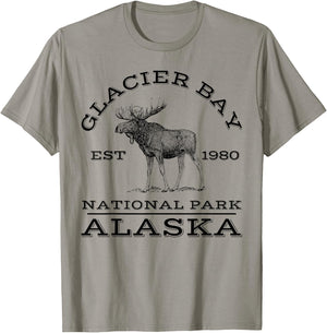 Glacier Bay National Park Alaska Moose Hiking Outdoors T-Shirt - T-Shirt | Sand