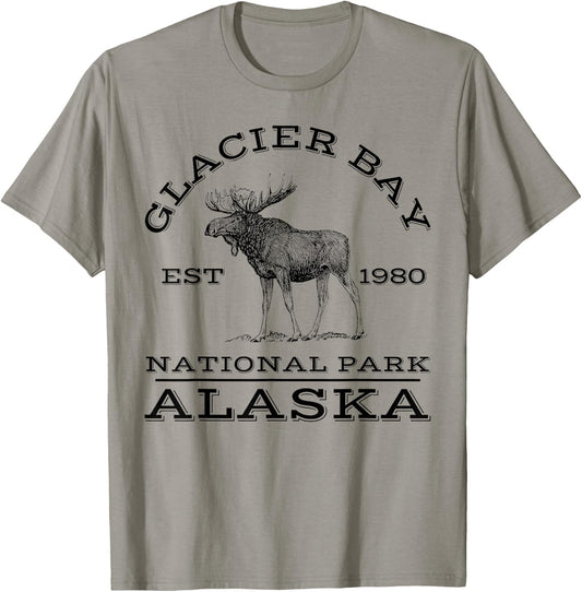 Glacier Bay National Park Alaska Moose Hiking Outdoors T-Shirt - T-Shirt | Sand