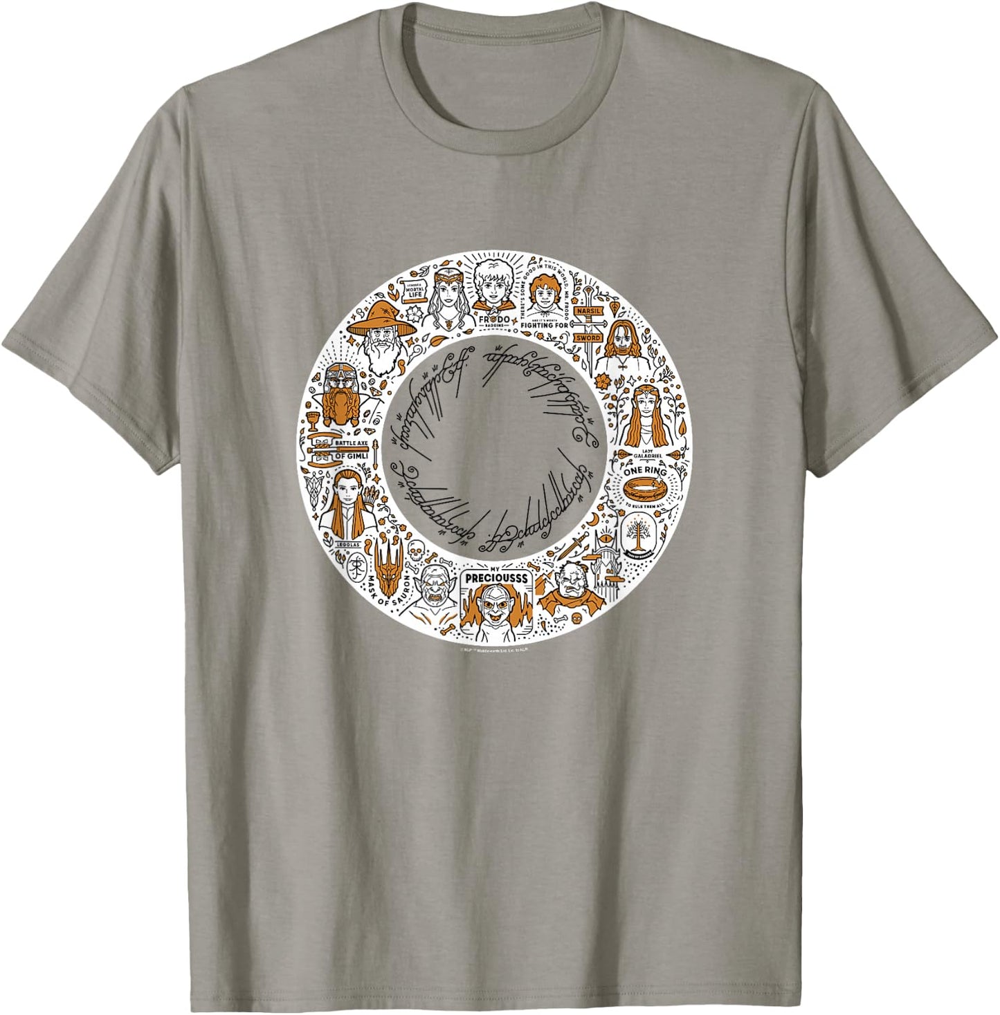 The Lord of The Rings Fellowship Ring Vintage Icons Collage T-Shirt - T-Shirt | Sand