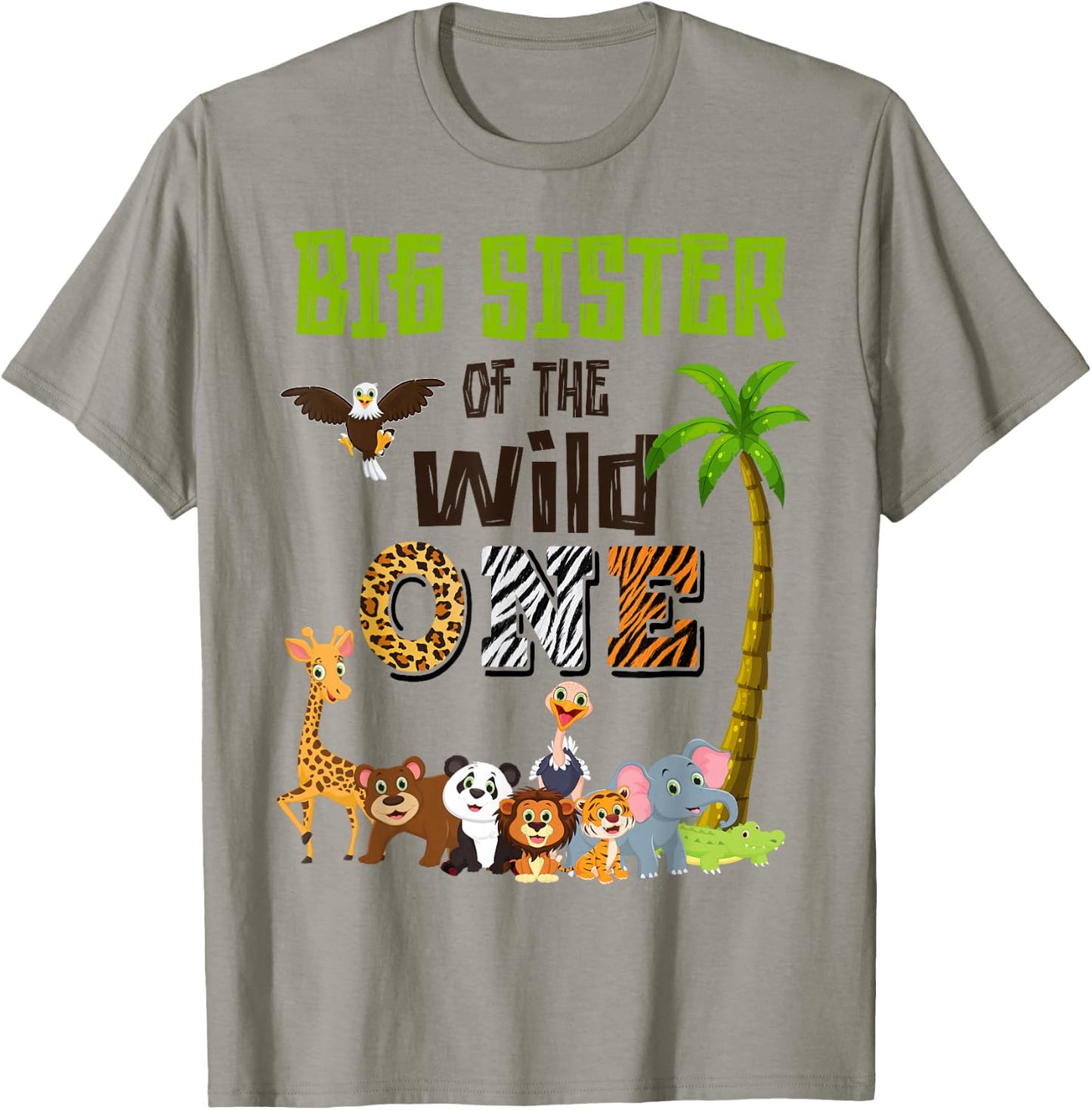 Big Sister Of The Wild One Zoo Themed 1st Birthday Party T-Shirt - T-Shirt | Sand