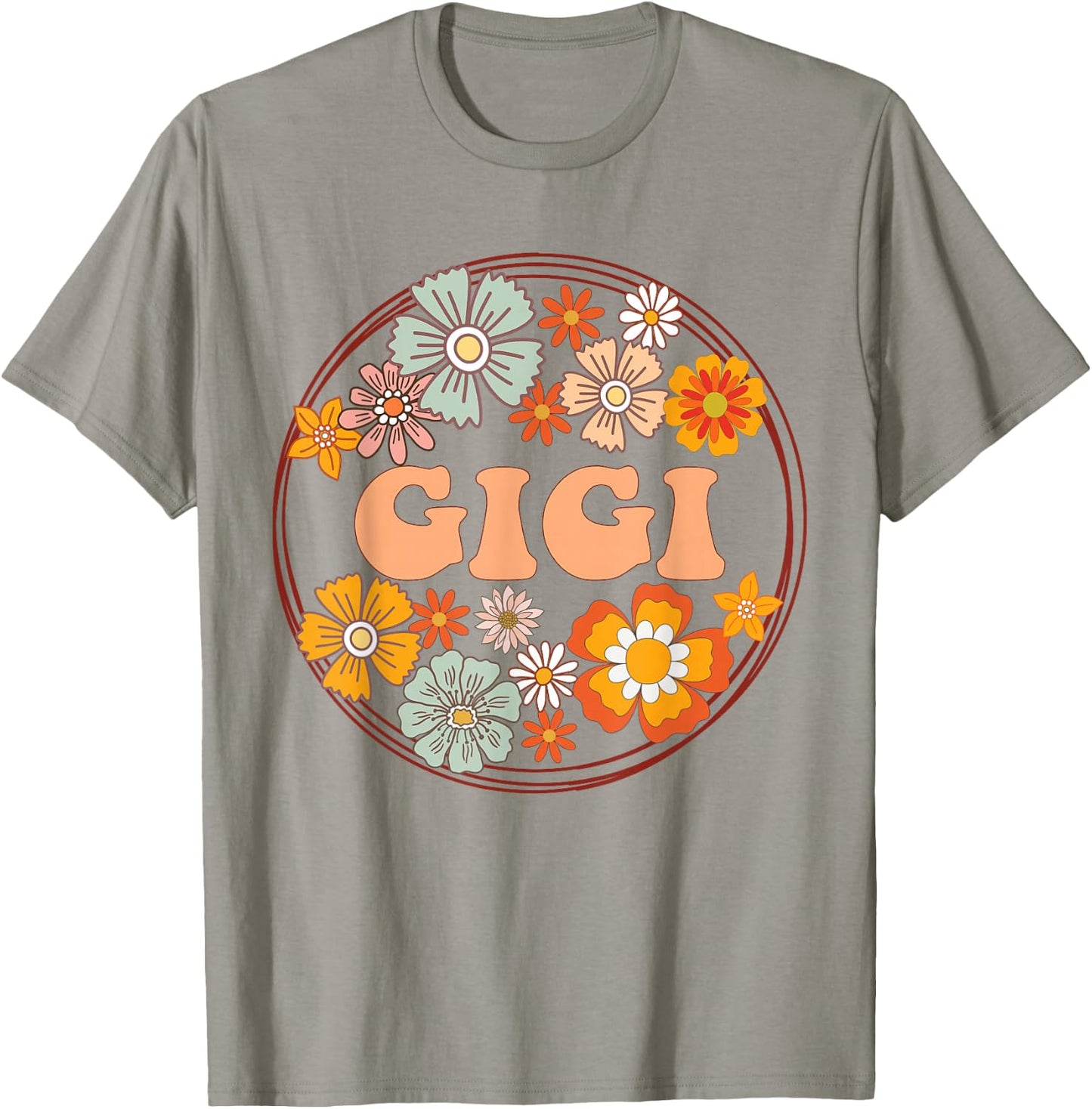 Groovy Gigi Retro Flowers Women Mother's Day Grandma T-Shirt - T-Shirt | Sand
