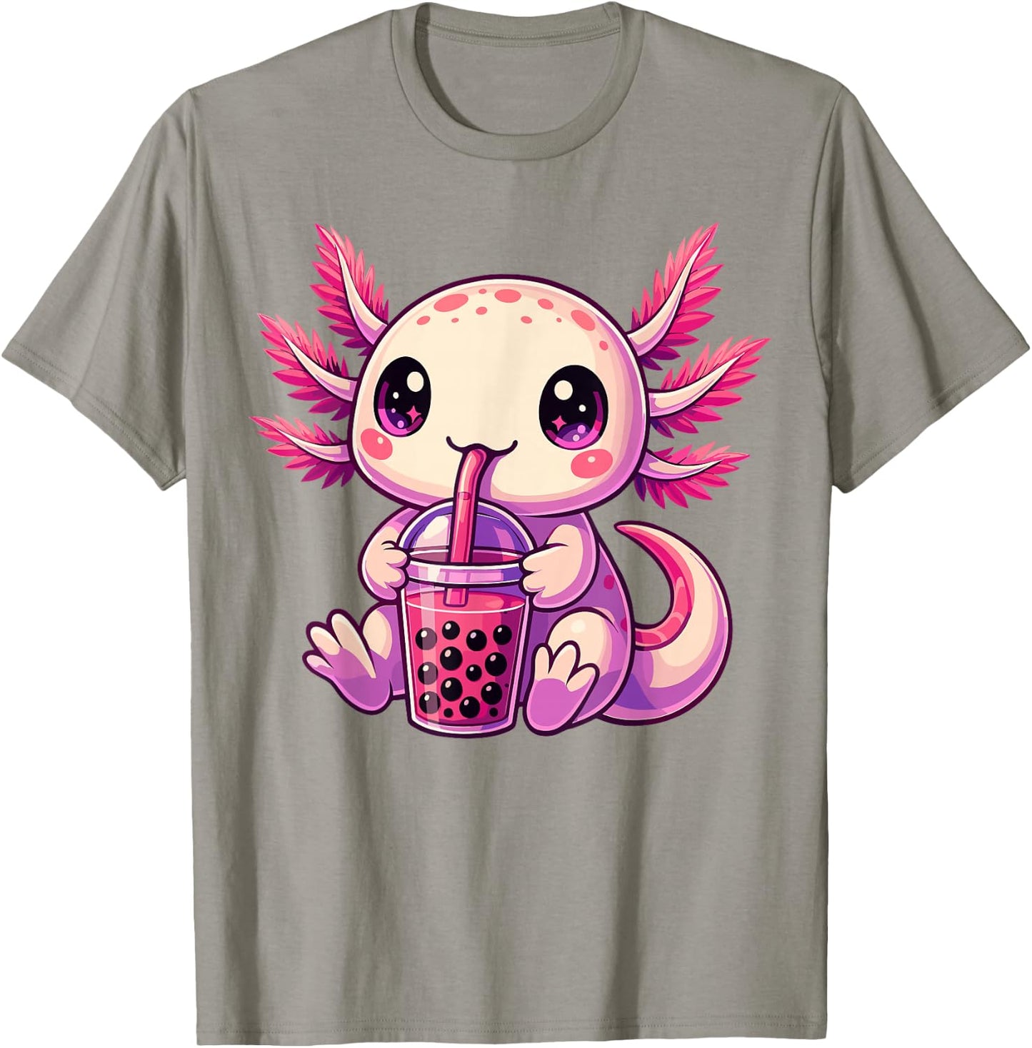 Axolotl Boba Tea Bubble Tea Cute Axolotl T-Shirt - T-Shirt | Sand