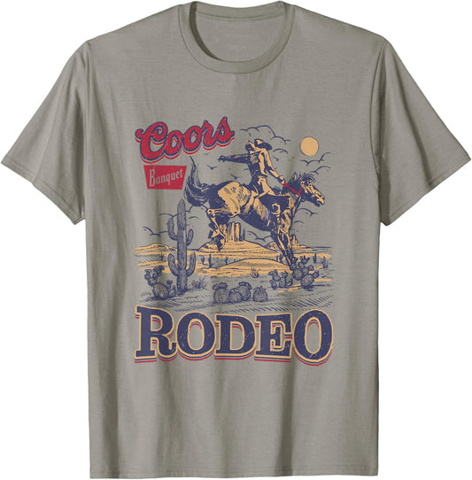 Cowboys Rodeo Retro Western Cowboy Riding Horse T-Shirt - T-Shirt | Sand
