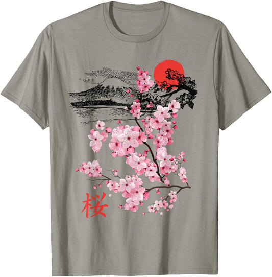 Japanese Sakura Idea Women's & Cherry Blossom Cottagecore , White T-Shirt - T-Shirt | Sand