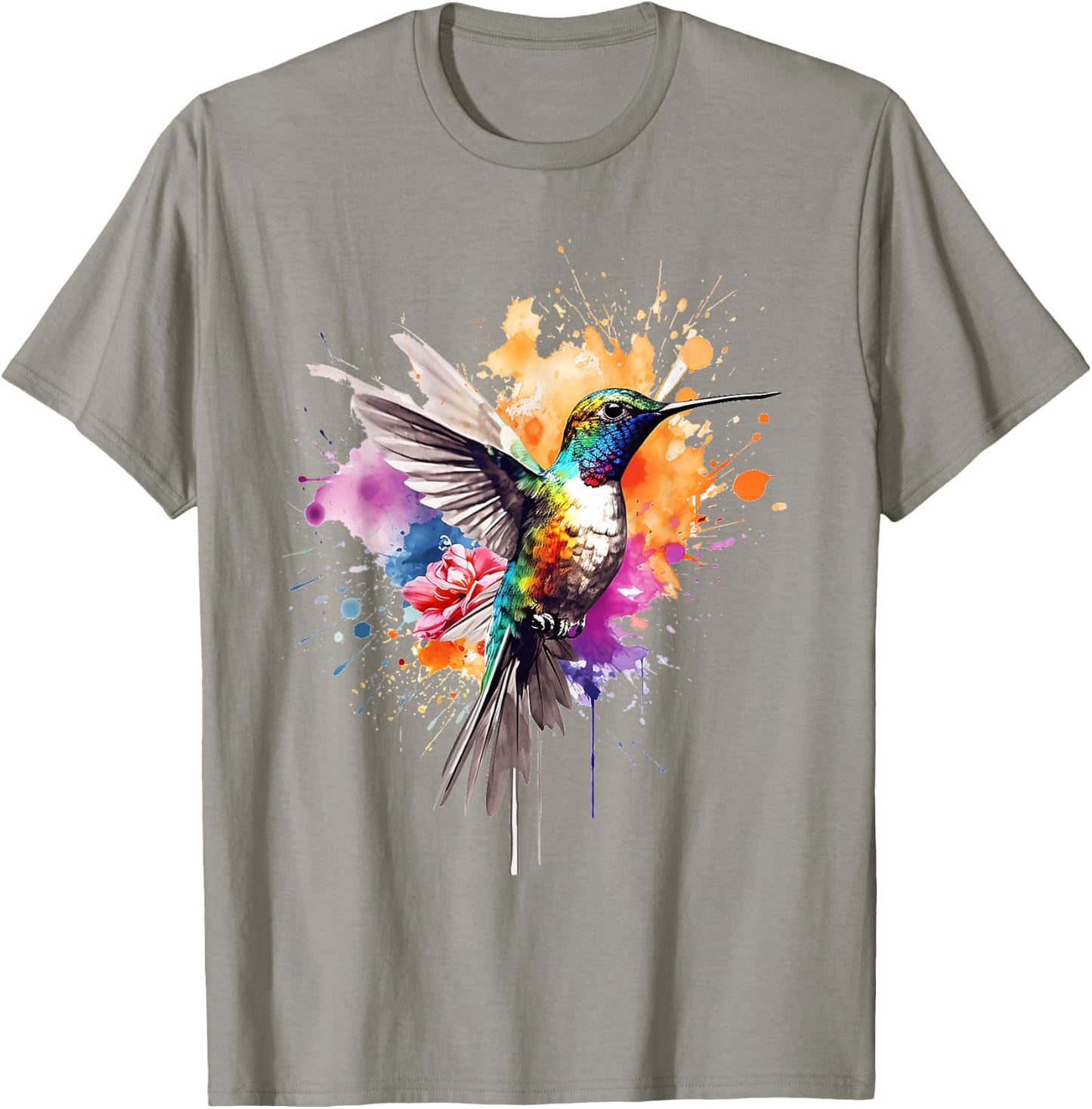 Hummingbird Animal Zoo Colourful Hummingbird , White T-Shirt - T-Shirt | Sand