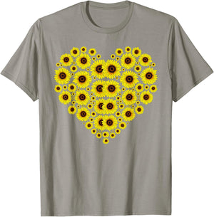 Hippie Sunflowers Blossoms Heart Nature Yellow Sunflower , White T-Shirt - T-Shirt | Sand
