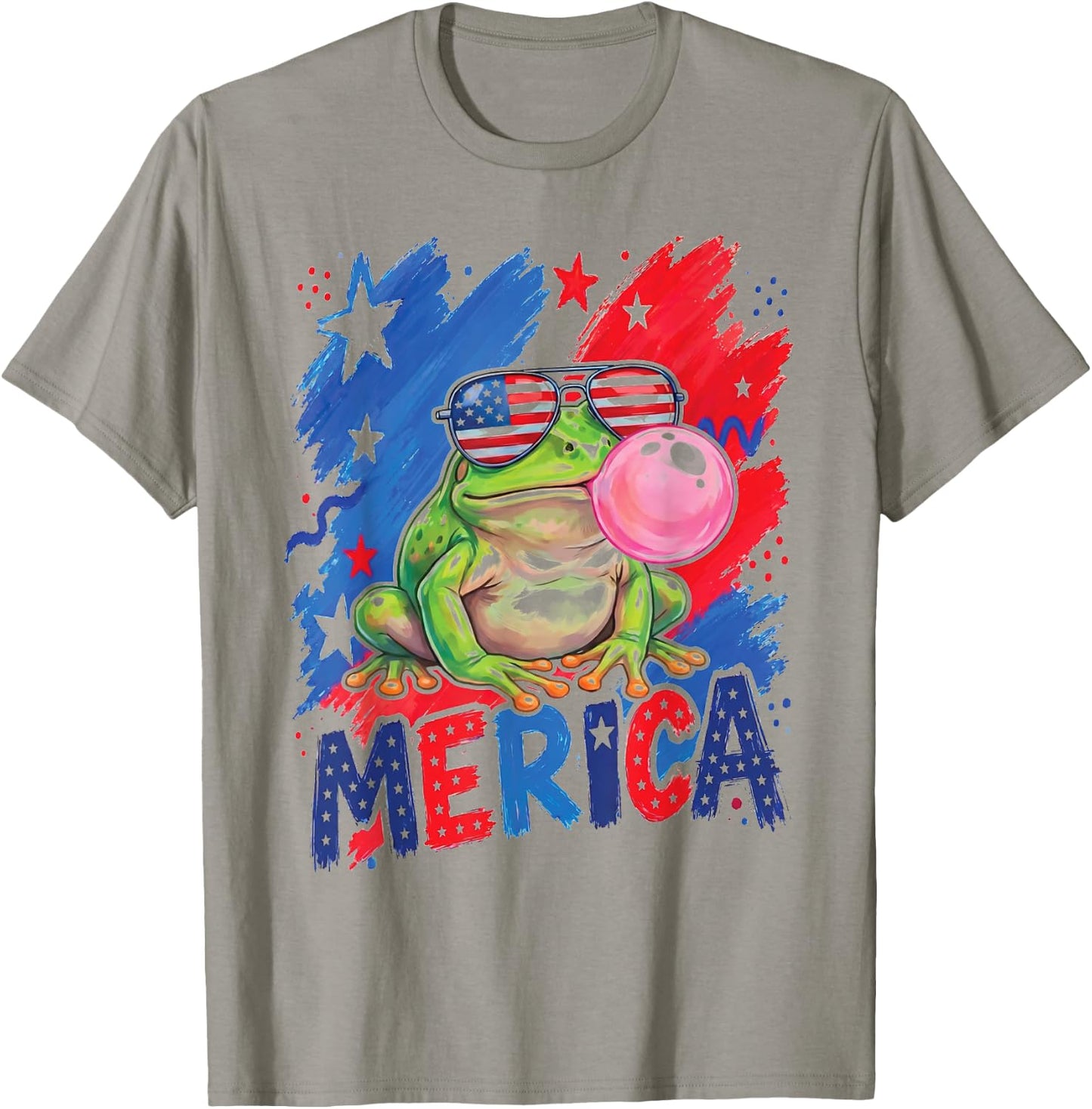 Frog 4th of July Men Women American Flag USA T-Shirt - T-Shirt | Sand