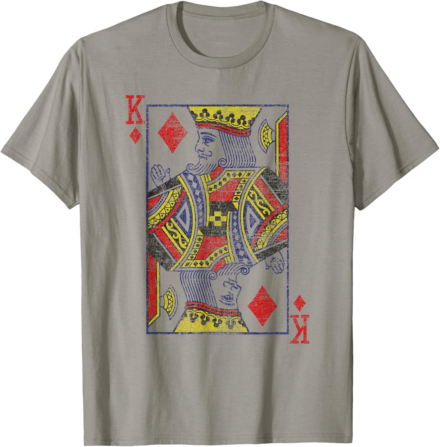 King Of Diamonds Playing Card Costume Poker Distressed T-Shirt - T-Shirt | Sand