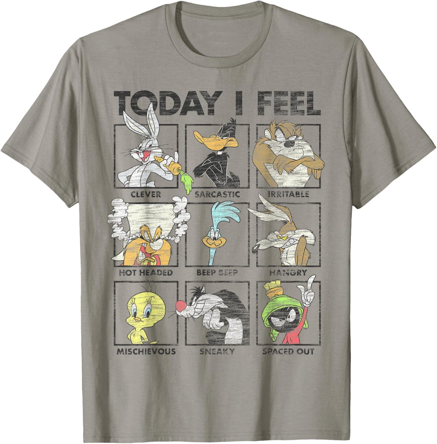 Looney Tunes Today I Feel Distressed Character Box Ups T-Shirt - T-Shirt | Sand