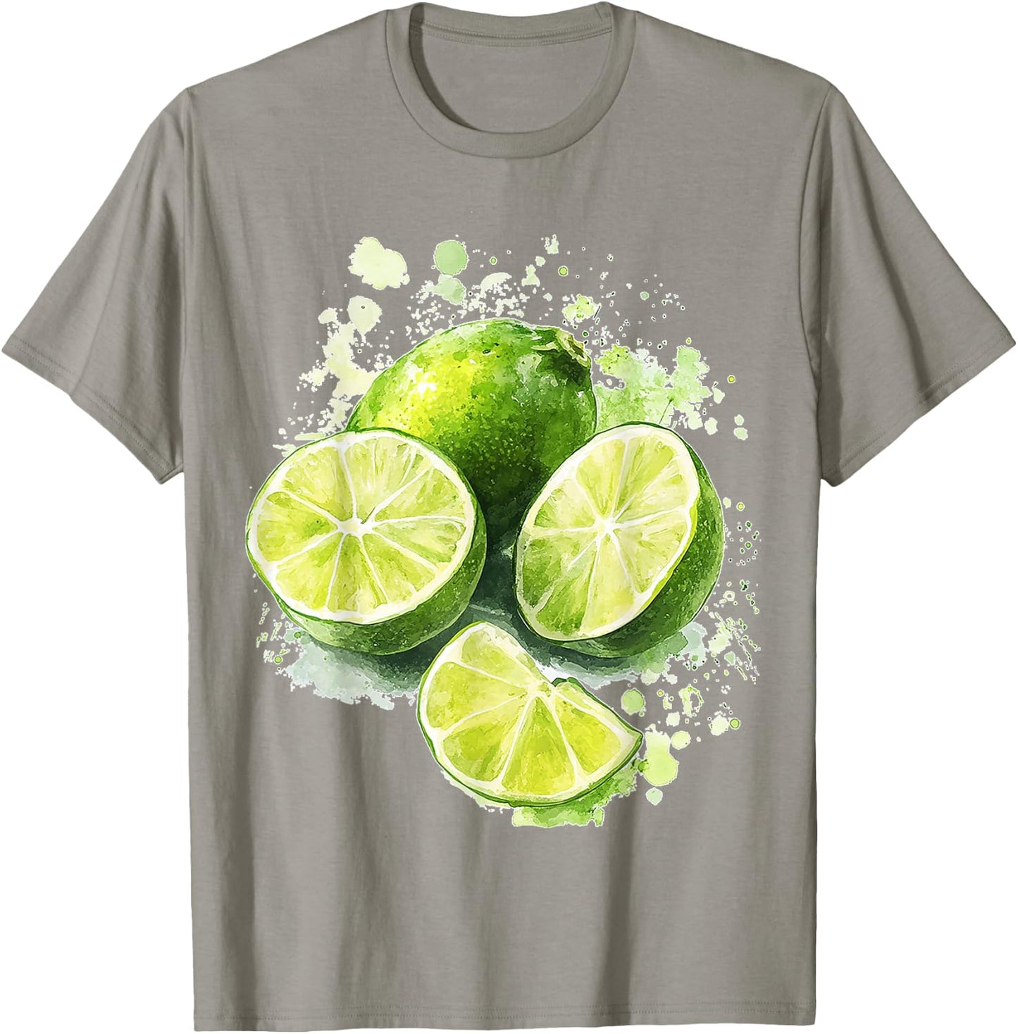 Lime Fruit Graphic Watercolor Art Lime , White T-Shirt - T-Shirt | Sand
