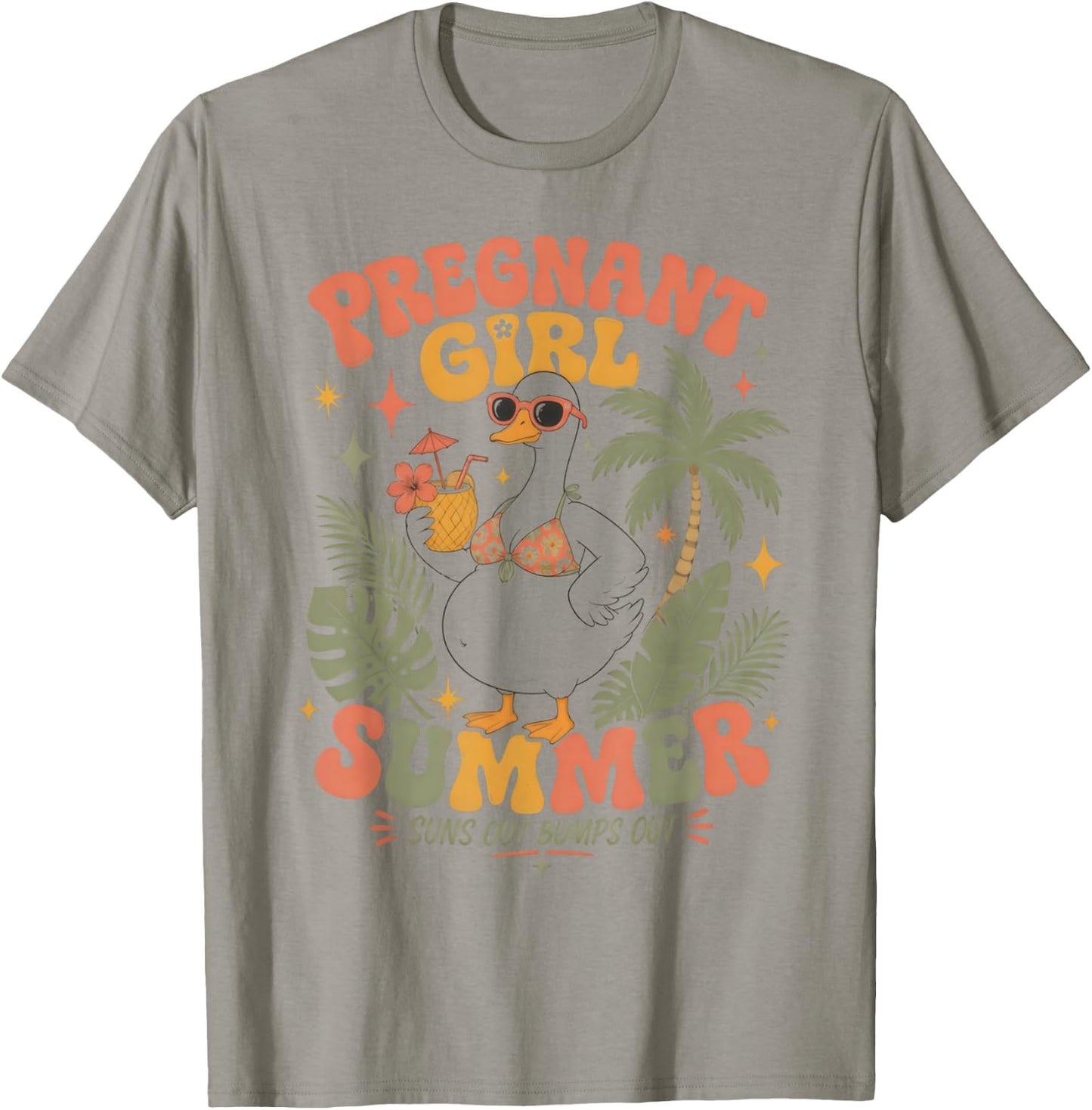Pregnant Girl Summer Cute Goose Beach Pregnancy T-Shirt - T-Shirt | Sand