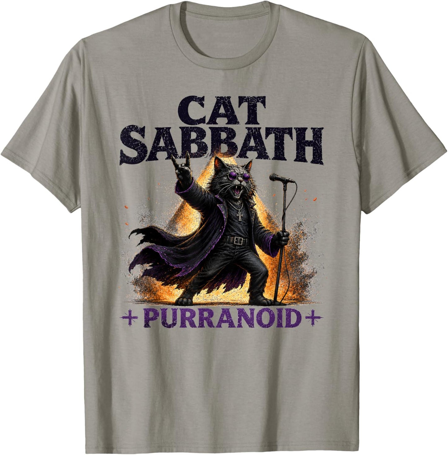 Cat Sabbath Purranoid - Funny Rock Cat T-Shirt - T-Shirt | Sand