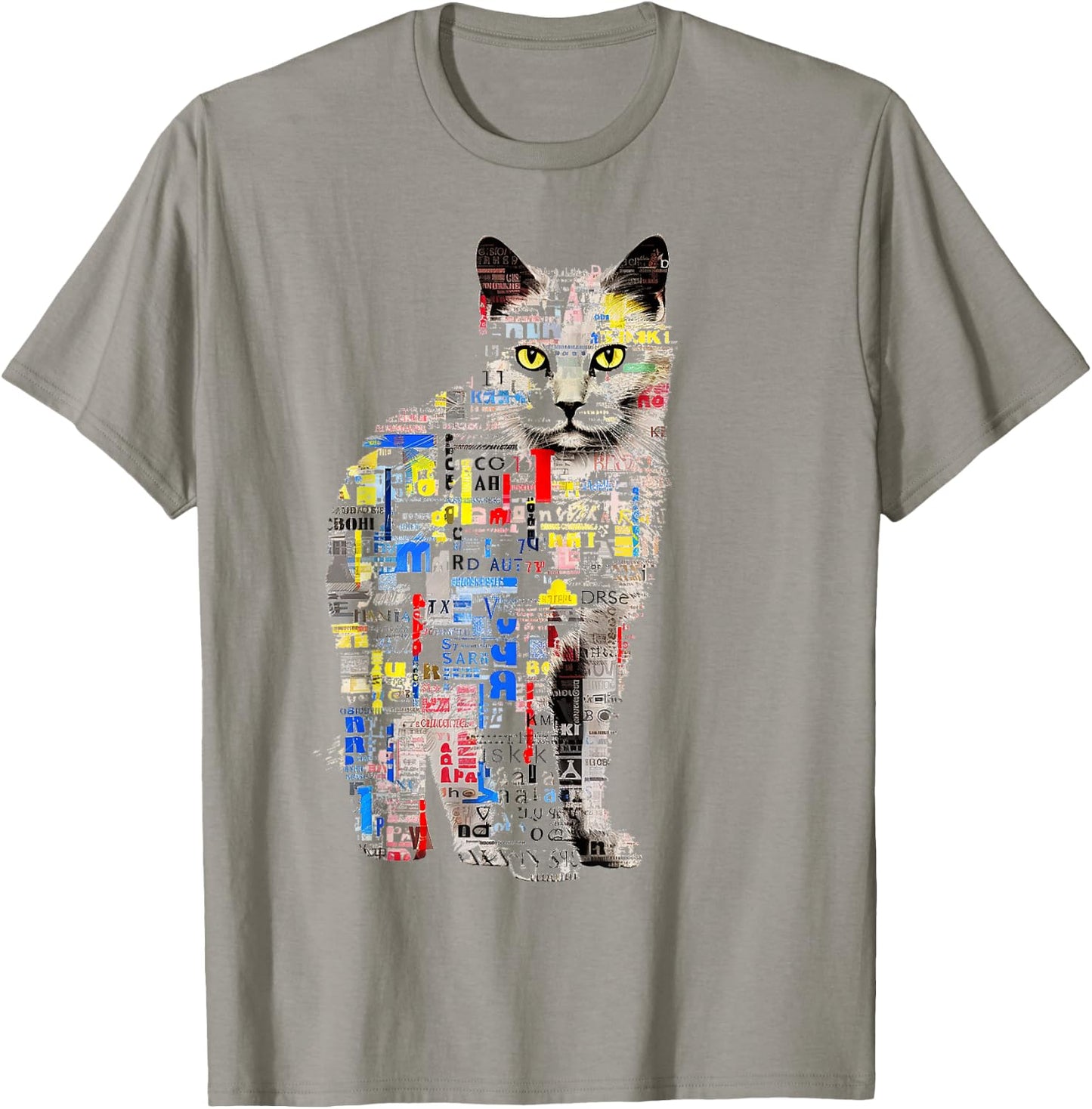 Chat Abstrait Graphique Texte Illustration Animal Chat T-Shirt - T-Shirt | Sand