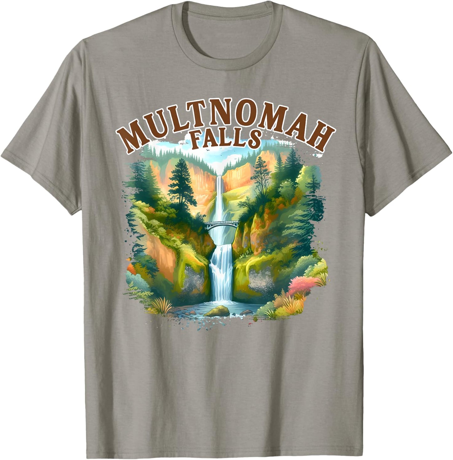 Multnomah Falls Waterfall Oregon Nature Exploring Travel T-Shirt - T-Shirt | Sand