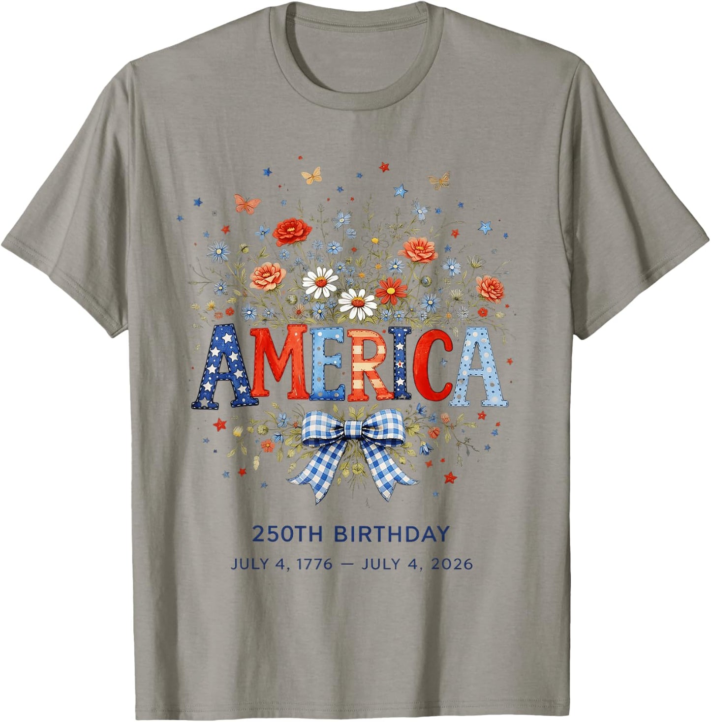 America 250th Birthday Wildflower 4th of July T-Shirt - T-Shirt | Sand