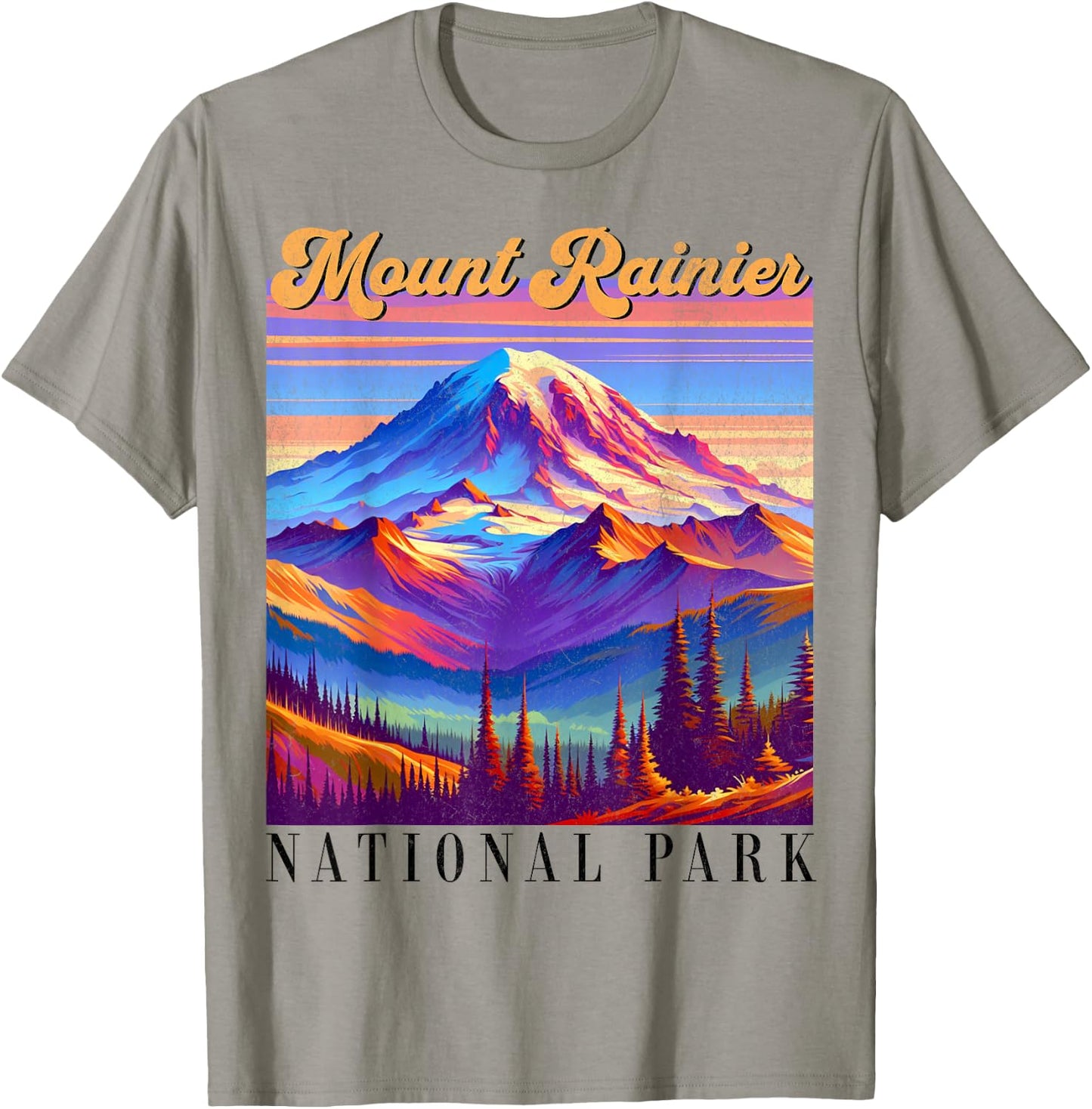 Mt. Rainier National Park Mountain Art Souvenir T-Shirt - T-Shirt | Sand